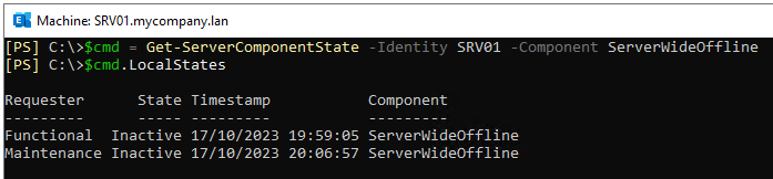 4-654b228c61a48_To ensure that there are no multiple requesters for the same component run the cmd = Get-ServerComponentState command